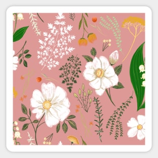 Garden florals on soft pink. Sticker